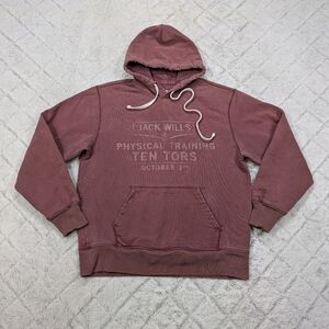 Jack Wills Jacket Men's L Red Maroon Graphic Hoodie Heavy Cotton Training 